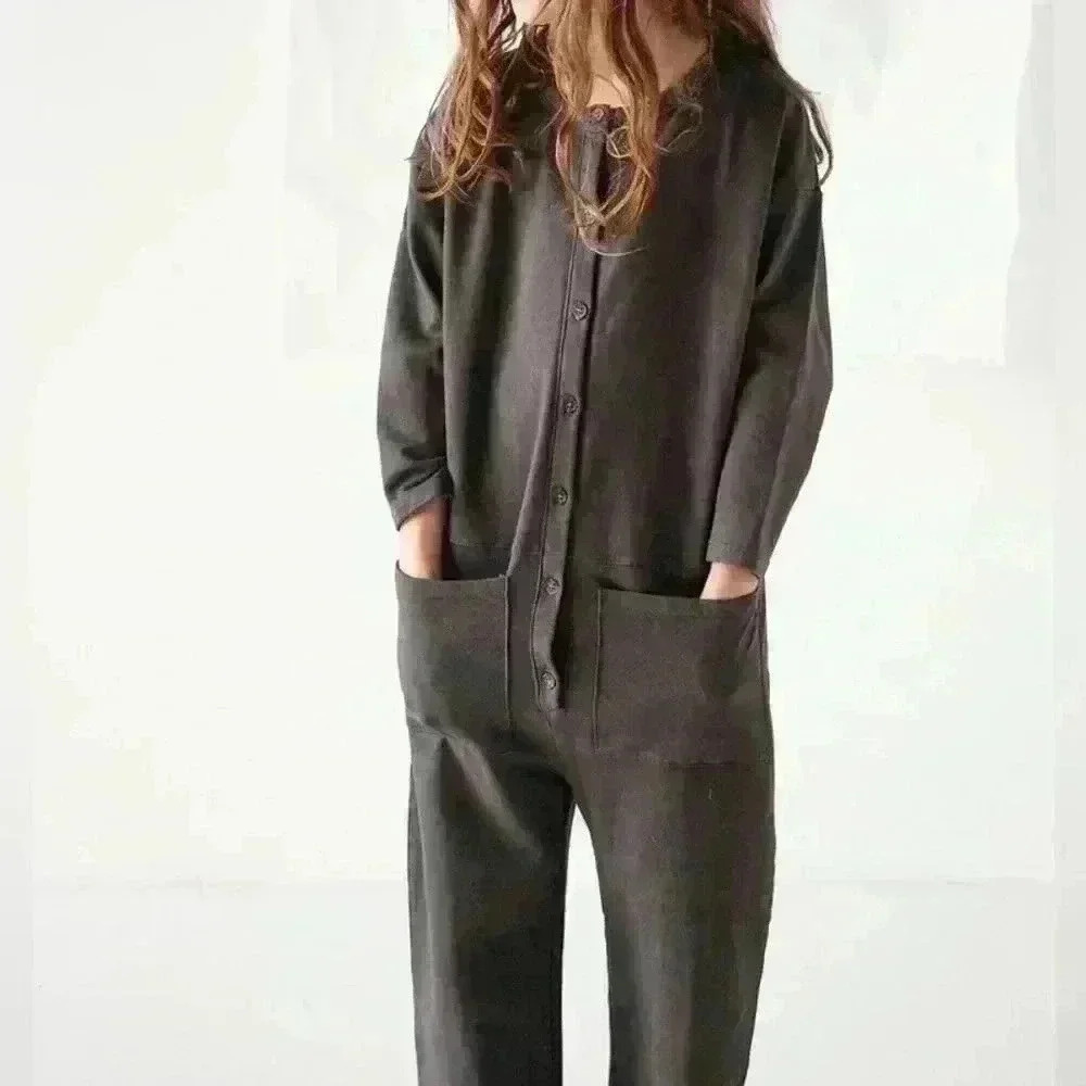 BACABUCHE $80 100% Organic Linen Jumpsuit MADE IN USA Size 4 - 5 Youth Kids‎